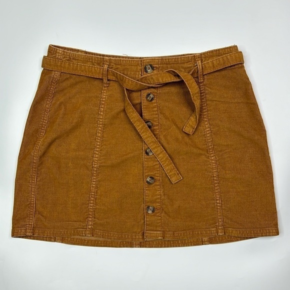American Eagle Super Stretch Hi Rise A-Line Button Front Corduroy Skirt 12 Long - Picture 1 of 8